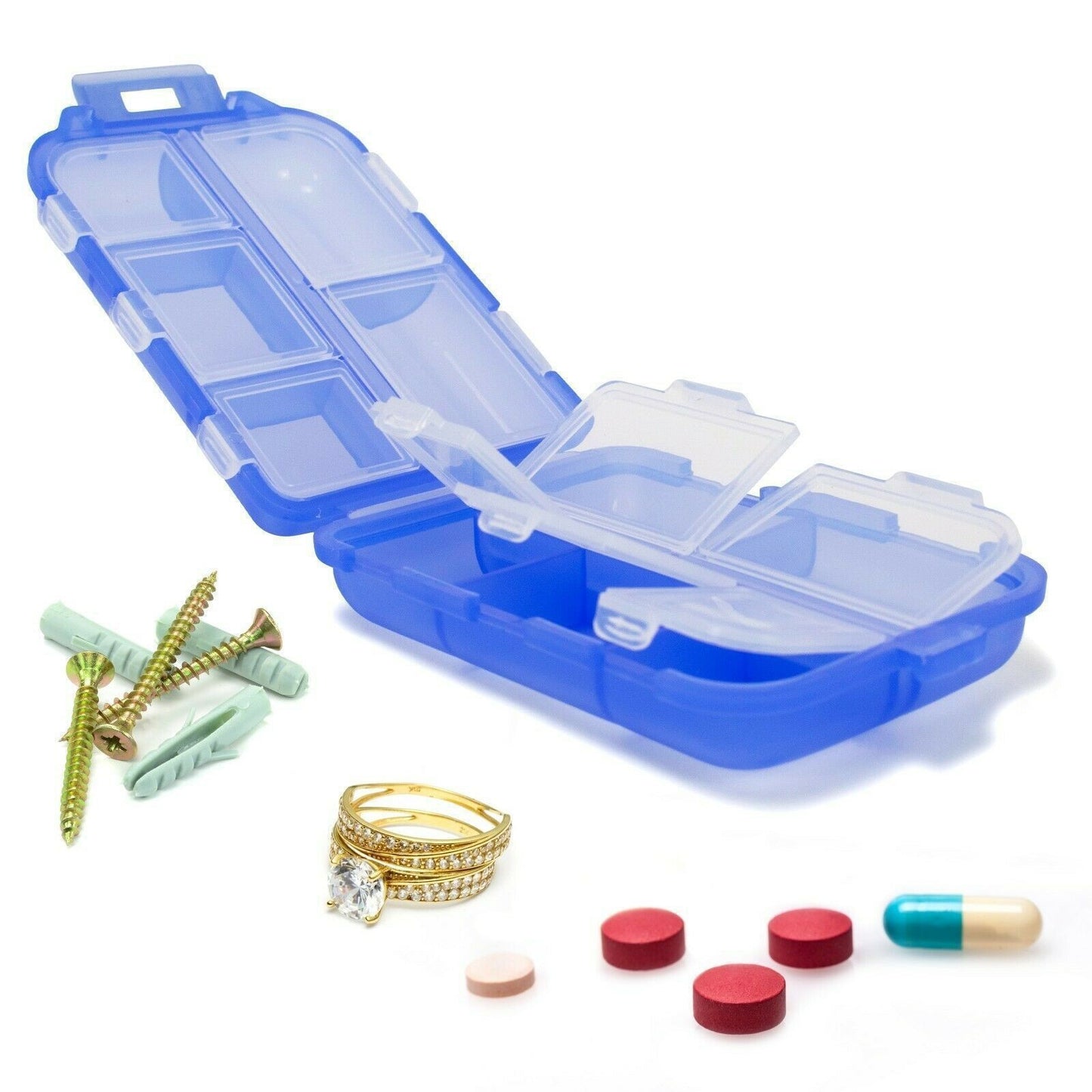 Travel Pill Organizer 10 Grid Moisture Proof Pills Box For Pocket Purse Daily Pill Case Portable Medicine Vitamin Holder Container