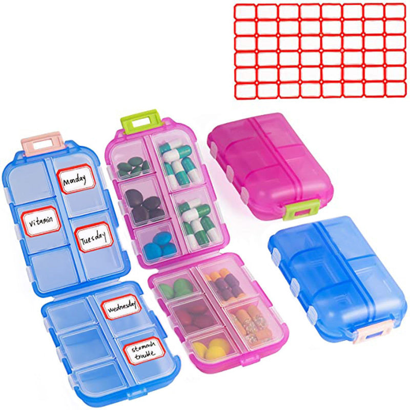 Travel Pill Organizer 10 Grid Moisture Proof Pills Box For Pocket Purse Daily Pill Case Portable Medicine Vitamin Holder Container