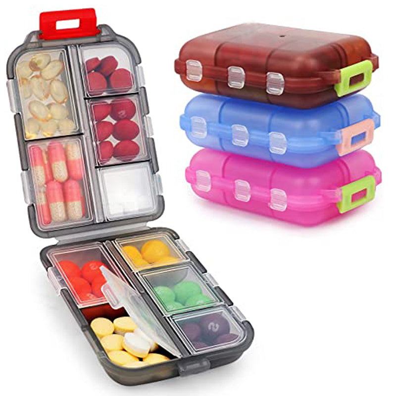 Travel Pill Organizer 10 Grid Moisture Proof Pills Box For Pocket Purse Daily Pill Case Portable Medicine Vitamin Holder Container