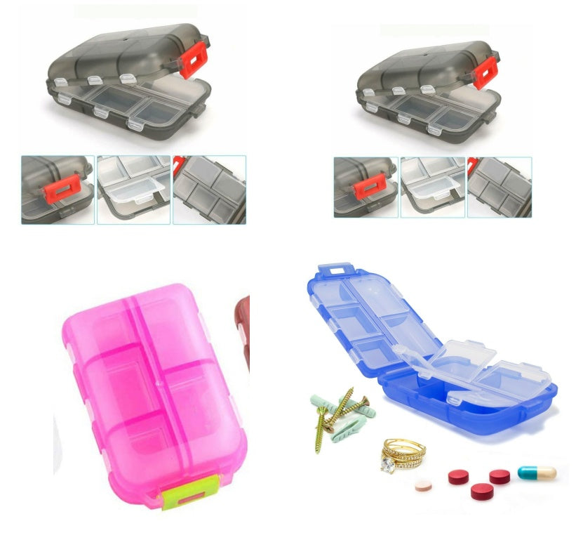 Travel Pill Organizer 10 Grid Moisture Proof Pills Box For Pocket Purse Daily Pill Case Portable Medicine Vitamin Holder Container