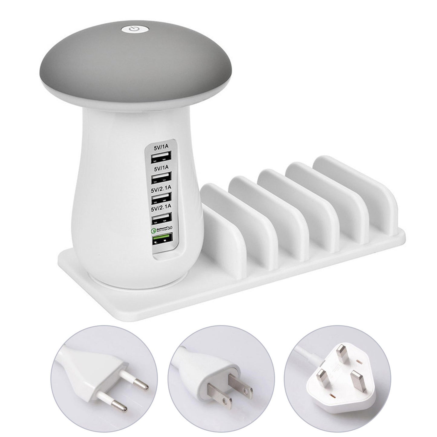 Compatible With Besegad Mushroom LED Light Lamp USB Charging Dock Station Organizer With 5-Port For Galaxy Smart Tablet