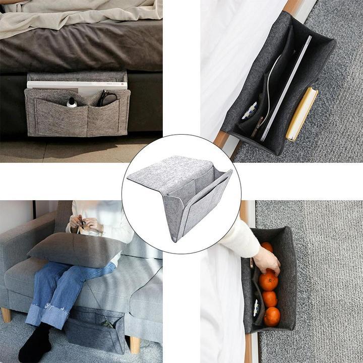 Bed Storage Bag with Pocket Felt Bedside Hanger Table Sofa Bedroom Mattress Bedside Anti-slip Organizer Holders