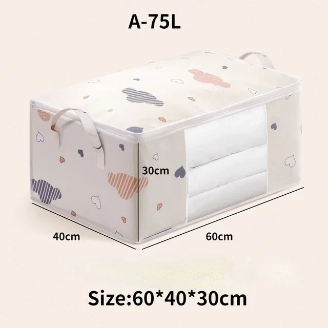 1pc Large Capacity Clothes Storage Bag Organizer With Reinforced Handle For Blankets Bedding Foldable With Zipper Storage Bag