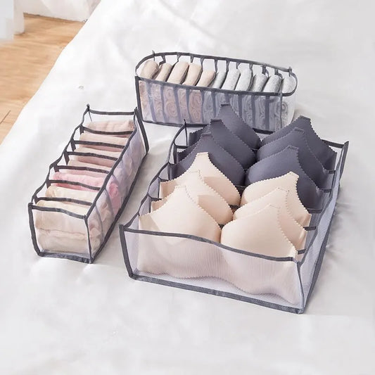 6/7/11 Foldable Underwear Underwear Socks Organizer With Dividers Clothes Storage Box Breathable Mesh Bag For Wardrobe