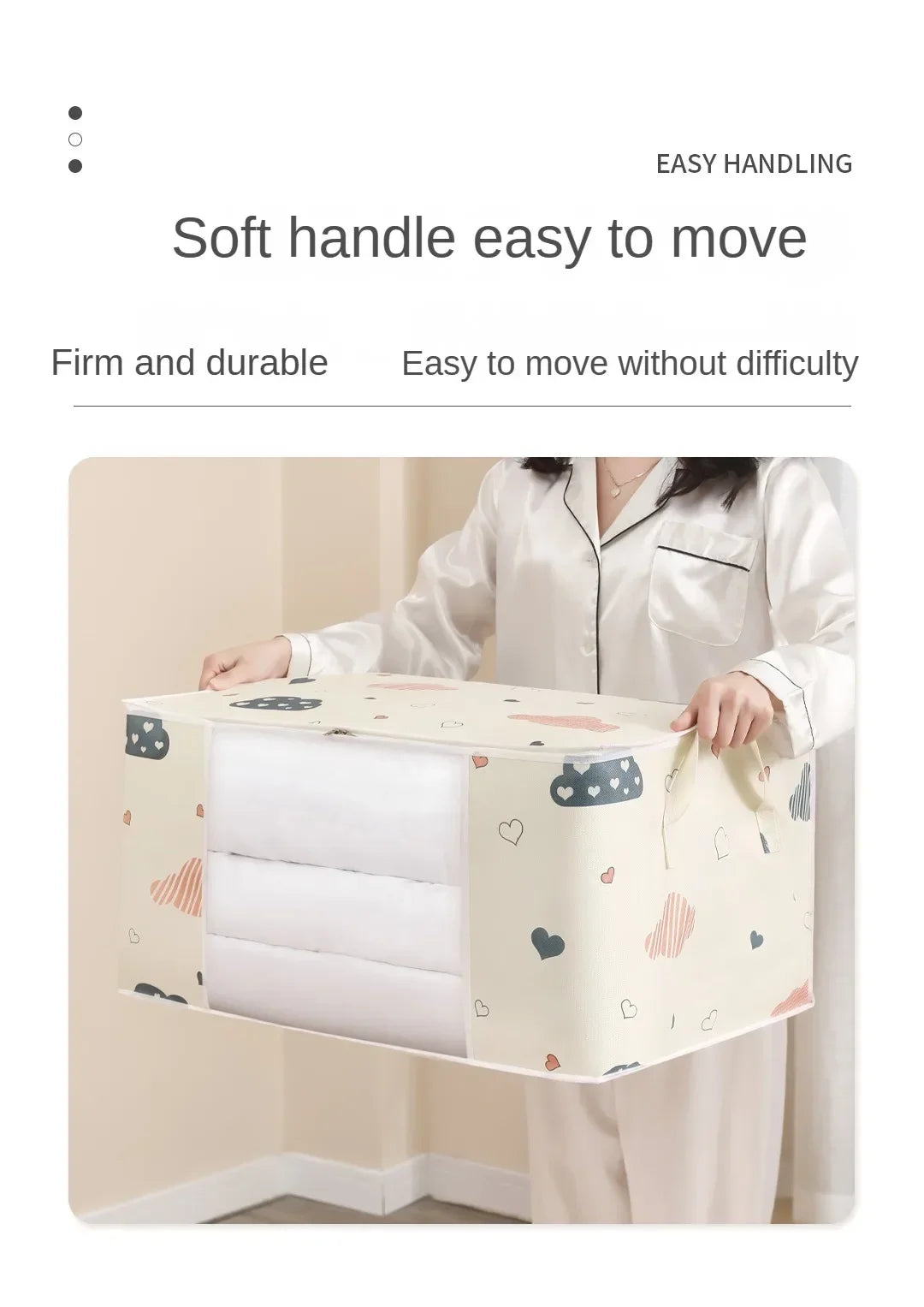 1pc Large Capacity Clothes Storage Bag Organizer With Reinforced Handle For Blankets Bedding Foldable With Zipper Storage Bag